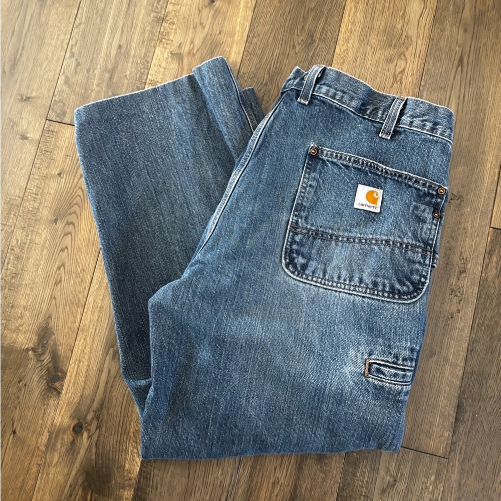 Carhartt Blue Straight Leg Jeans Durable Workwear